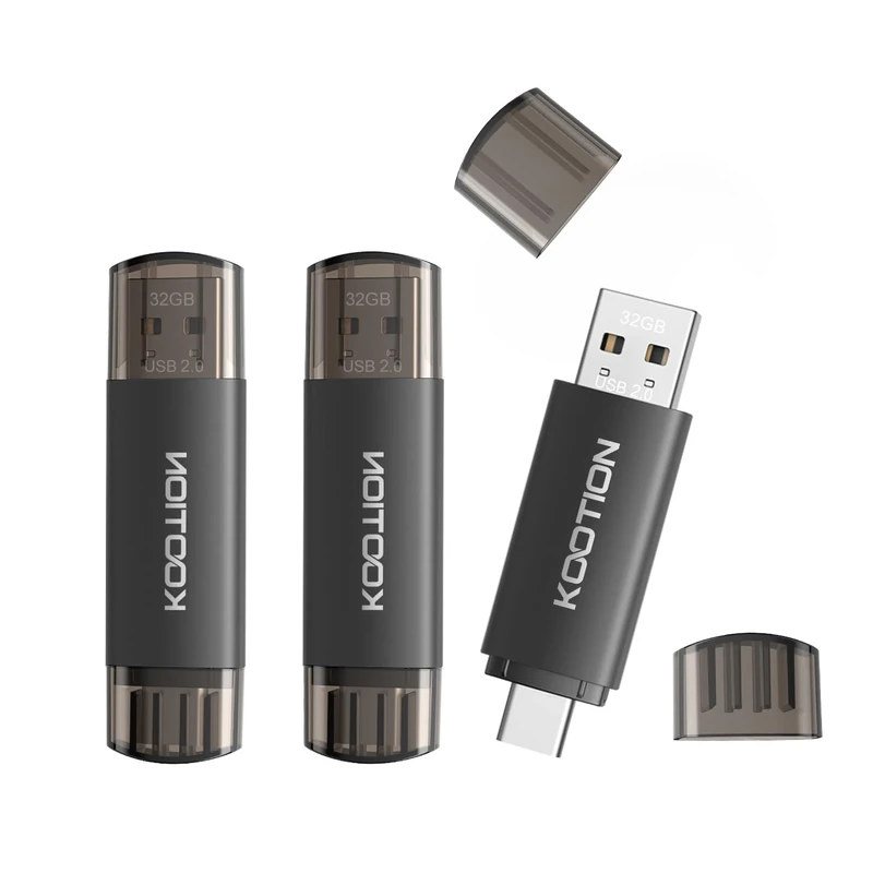 KOOTION USB C Memory Stick 32GB, KOOTION USB 2.0 OTG 2 in 1 Pendrive 3 Pack Type C Memory 32 GB for Android/Window/PC/MacBook, Huawei Phone/Xiaomi/Samsung, External Data Storage