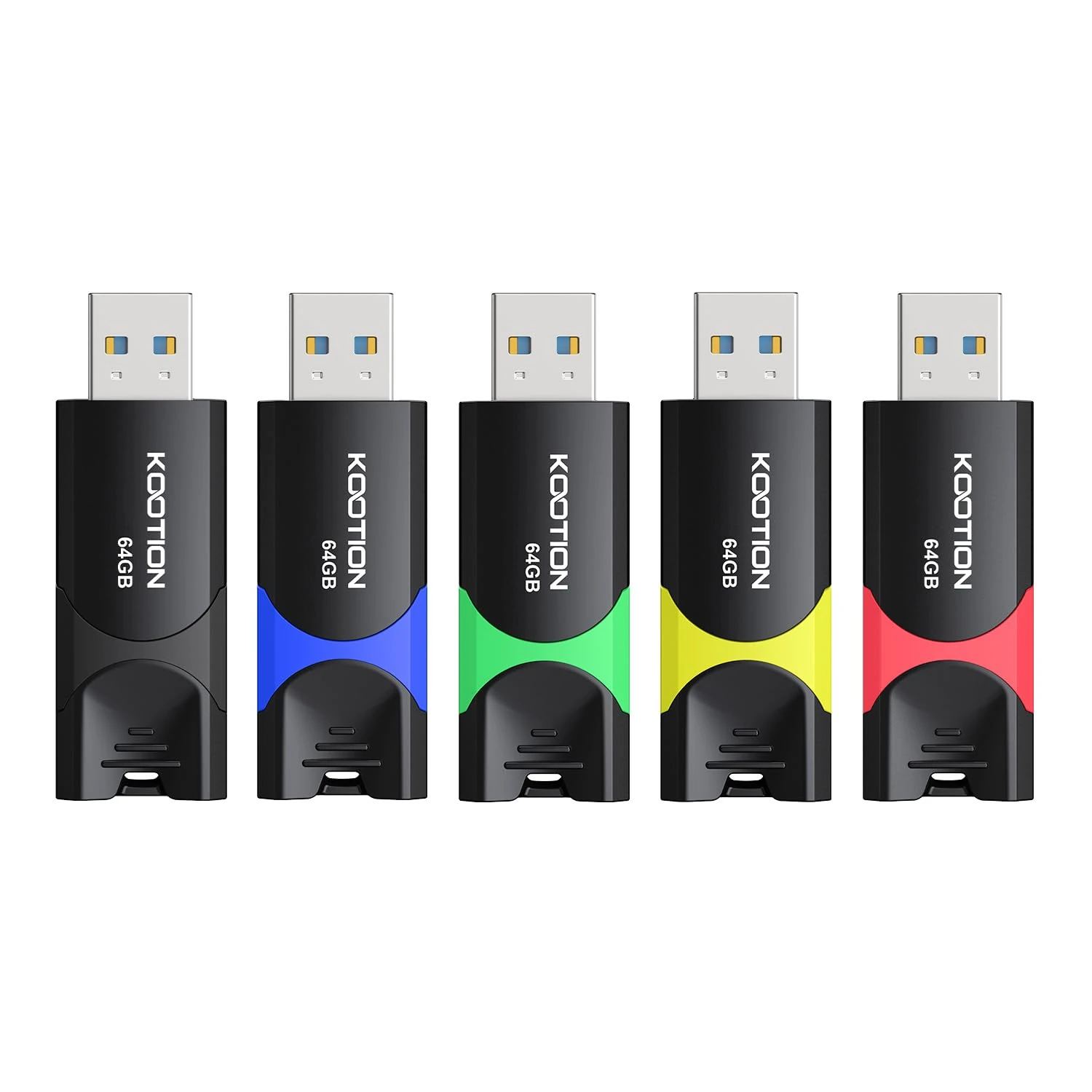 64 GB USB 2.0 Stick 5 Pack, KOOTION USB Memory Flash Drive USB 2.0 Stick 64 GB Thumb Drive USB Drive with LED Indicator for Data Storage Jump Drive (64 GB 5Pack Mixcolor)