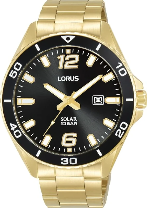 Lorus Men's Analogue Quartz Watch with Stainless Steel Strap, Silver, Gold, Dress