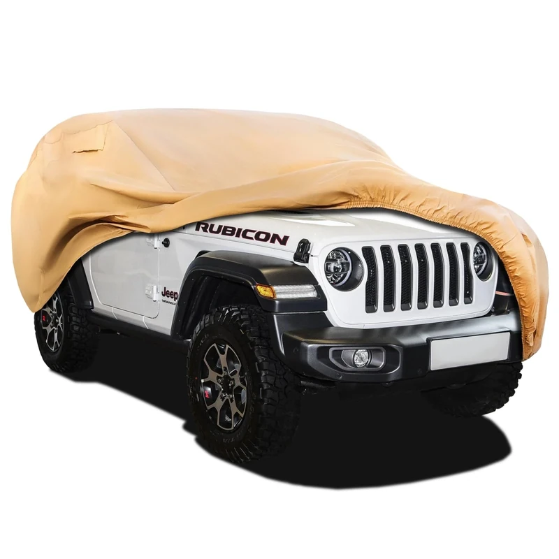 JURMON Heavy Duty Outdoor Car Cover Custom Fit for Jeep Wrangler 2 Door, Windproof All Weather Waterproof Sun Rain UV Dust Snow Protection Outdoor Car Covers
