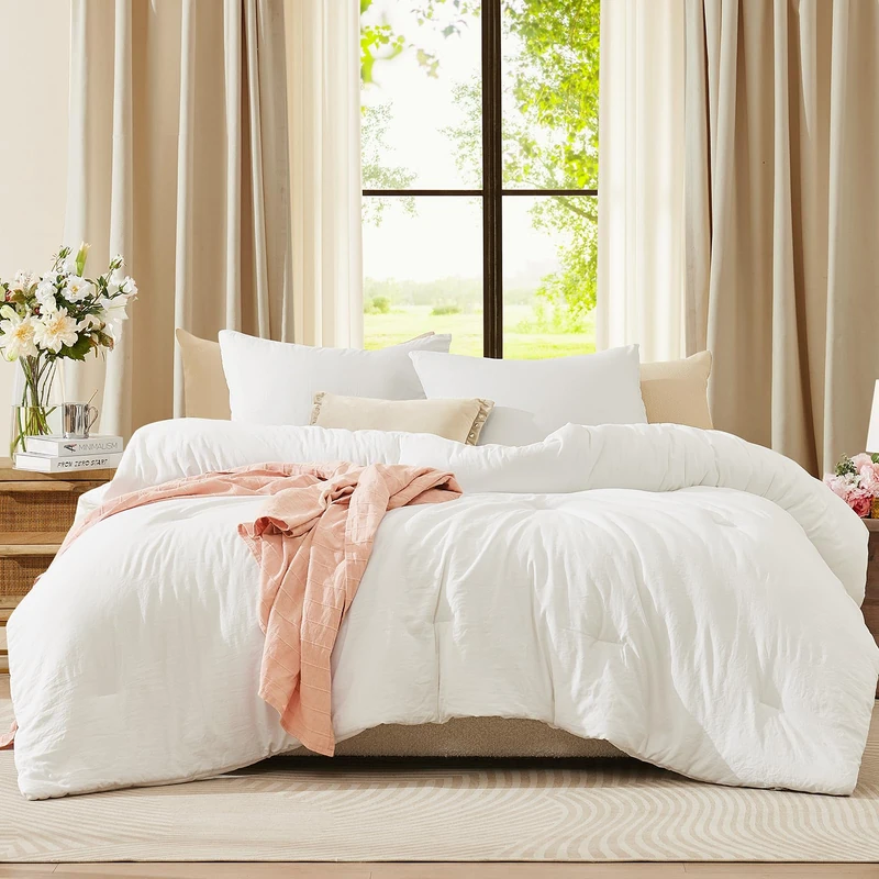 King Size Comforter Set-3 Pieces Soft Arctic White Comforter Bedding Set