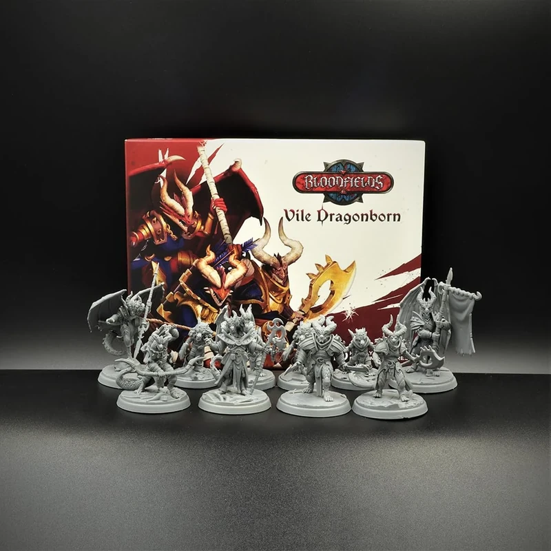 Titan Forge | Bloodfields - Vile Dragonborns Army Pack | Dedicated for Bloodfields Fantasy Tabletop Skirmish Wargame | Set of 10 Miniatures | 32 mm Scale | Age 14+