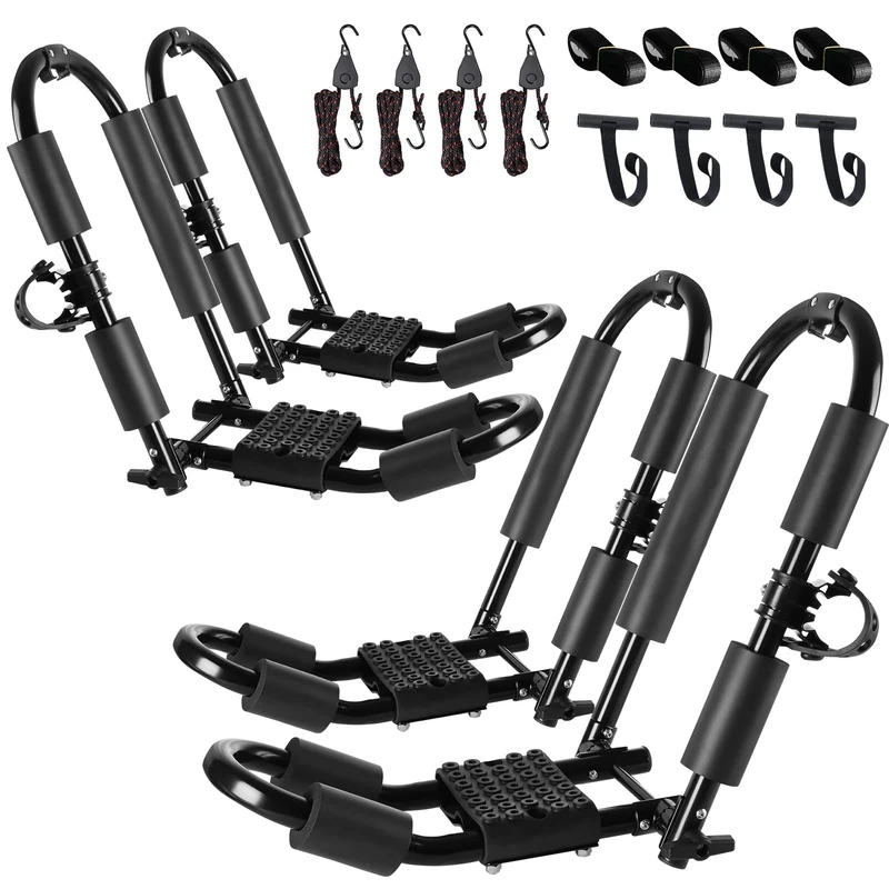 FORWODE - Premium Kayak Roof Rack 2 Pairs J Bar Roof Rack Adjustable Folding Rack Heavy Duty Kayak Carrier 2 Kayak Canoe SUV Board