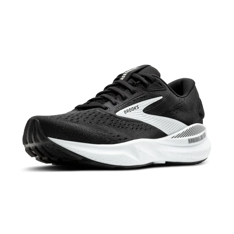 Brooks Women’s Adrenaline GTS 24 Supportive Running Shoe, Black/White, 8 Wide