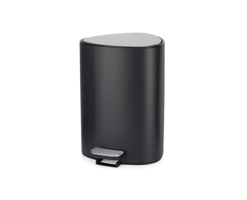 Joseph Joseph Easystore Stainless Steel 5 Litre Pedal Bin With Bin Liner Storage, Soft-Close Lid, Removable Inner Bucket, For Bathroom, Bedroom, Office, Matt Black