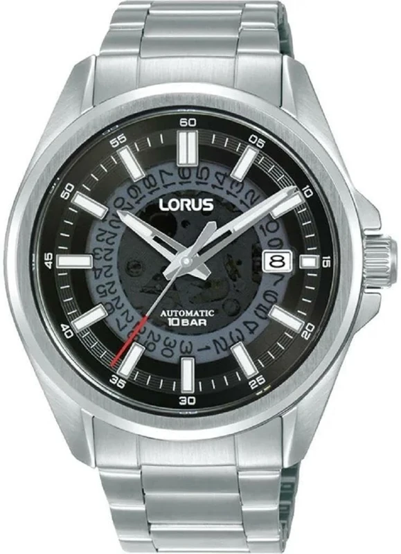 LORUS Automatic Watch, Silver/Black, Silver/Black, Bracelet