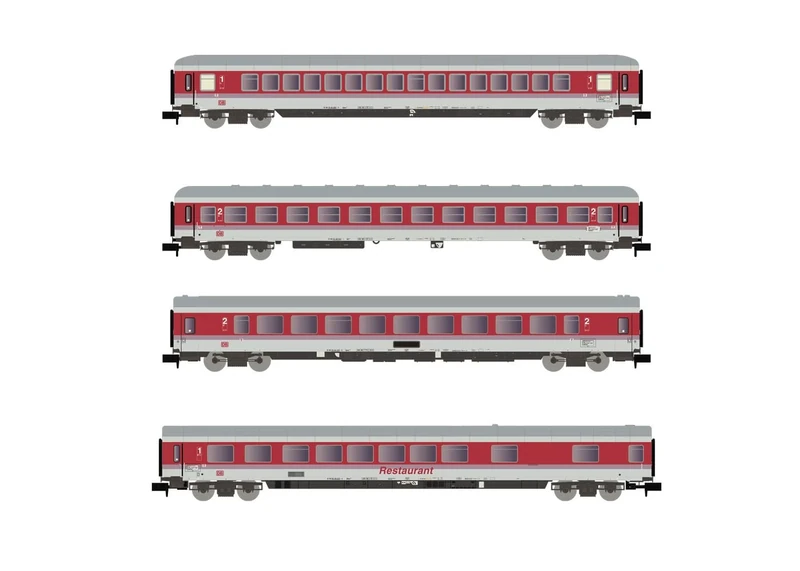 Arnold HN4360 DB AG, 4-unit pack coaches "IC", 1 x Apm, 2 x Bm, 1 x Arm, red/white livery, period V Rolling Stock - Coaches
