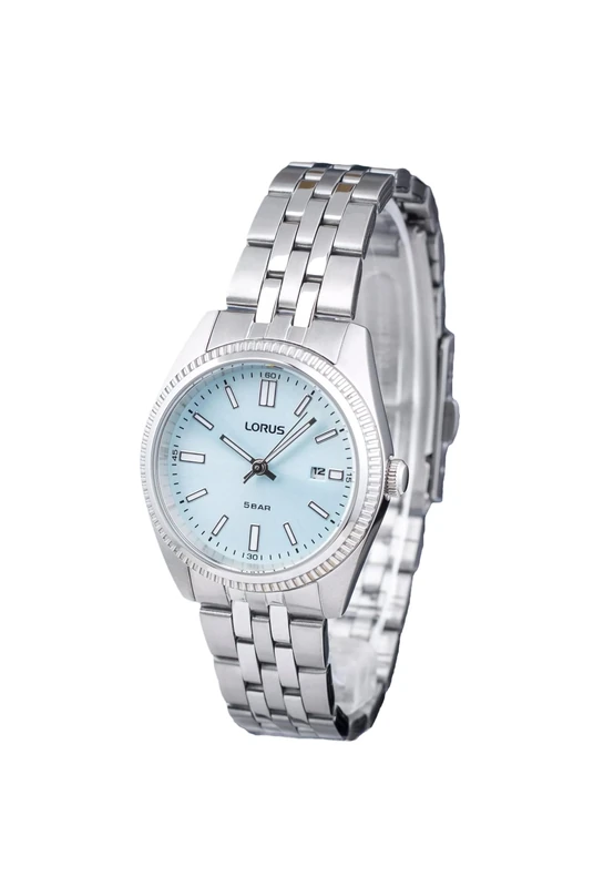 Lorus Women's Analogue Quartz Watch with Stainless Steel Strap, Silver/Blue, Silver/Blue, Bracelet