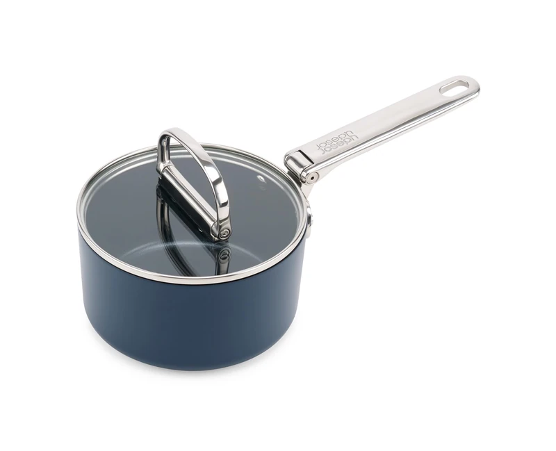 Joseph Joseph Space 15cm Non-Stick Saucepan with Lid, Folding Handle, Space-Saving Induction & Oven Safe Ceramic Pot