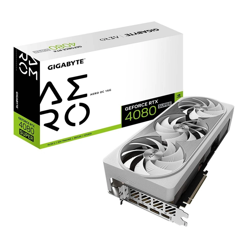 Gigabyte GeForce RTX 4080 SUPER AERO OC Graphics Card - 2595MHz Core, 16GB GDDR6X 23000MHz 256-bit Memory, PCI-E 4.0, 3x DP 1.4, 1x HDMI 2.1a, NVIDIA DLSS 3.5, GV-N408SAERO OC-16GD