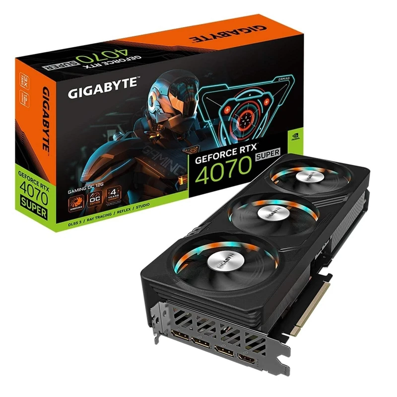 Gigabyte GeForce RTX 4070 SUPER GAMING OC Graphics Card - 2565MHz Core, 12GB GDDR6X 21000MHz 192-bit Memory, PCI-E 4.0, 3x DP 1.4, 1x HDMI 2.1a, NVIDIA DLSS 3.5, GV-N407SGAMING OC-12GD