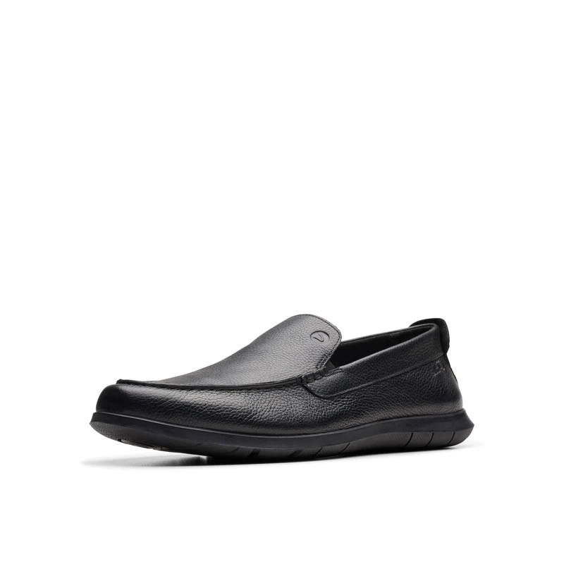 Clarks Men's Slip-On Flexway Step Loafer, Black Leather, 25.0 cm