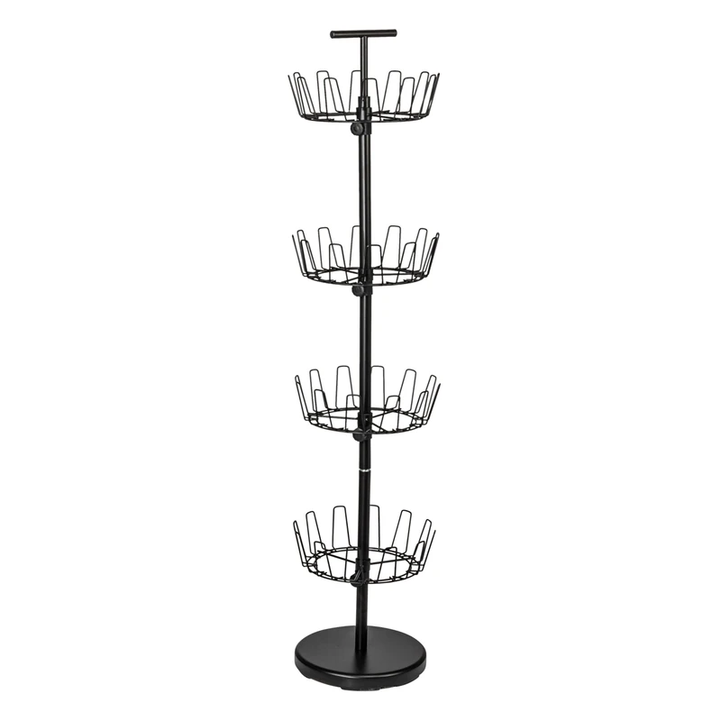 Household Essentials 4-Tier Shoe Storage Tree, Matte Black - Image 1