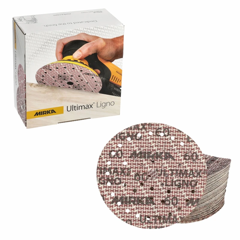 Mirka Ultimax Ligno Ø 150mm sanding discs Hook & Loop Multifit/grit 60/50 pieces/multi-perforation/for sanding wooden surfaces