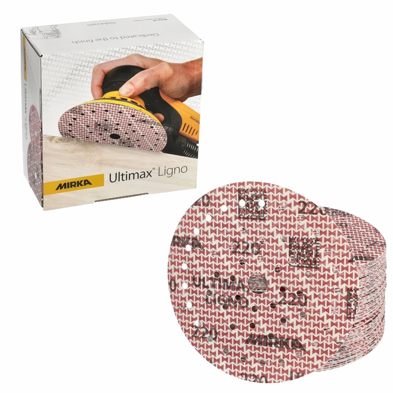 Mirka Ultimax Ligno Ø 150mm sanding discs Hook & Loop Multifit/grit 220/100 pieces/multi-perforation/for sanding wooden surfaces