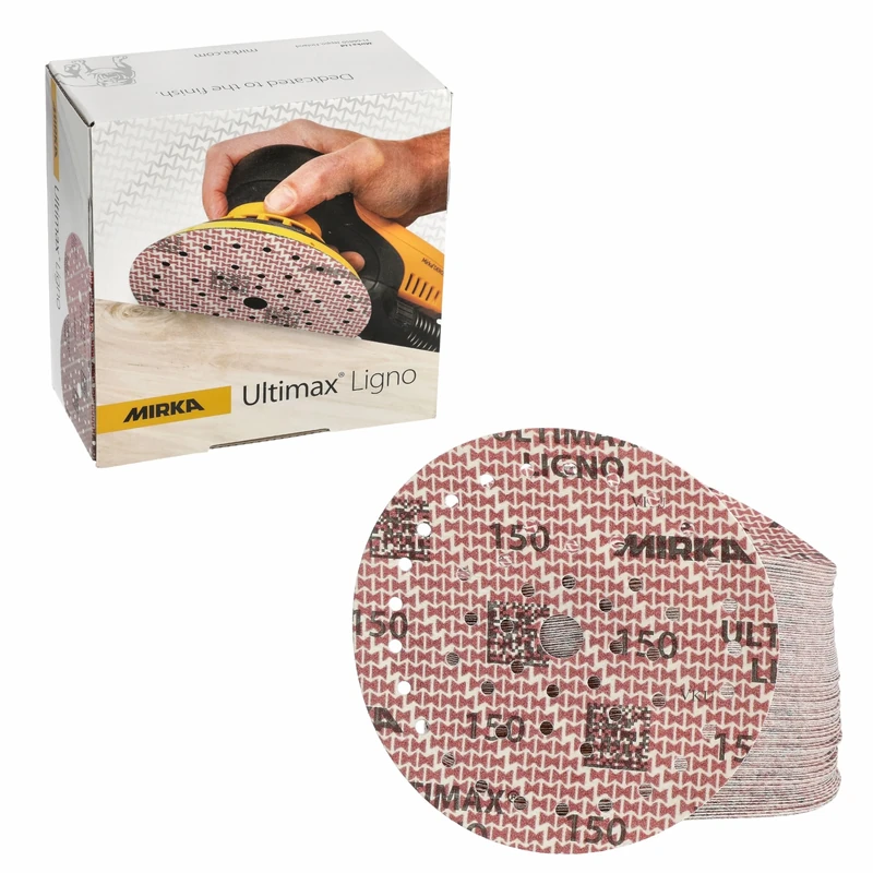 Mirka Ultimax Ligno Ø 150mm sanding discs Hook & Loop Multifit/grit 150/100 pieces/multi-perforation/for sanding wooden surfaces