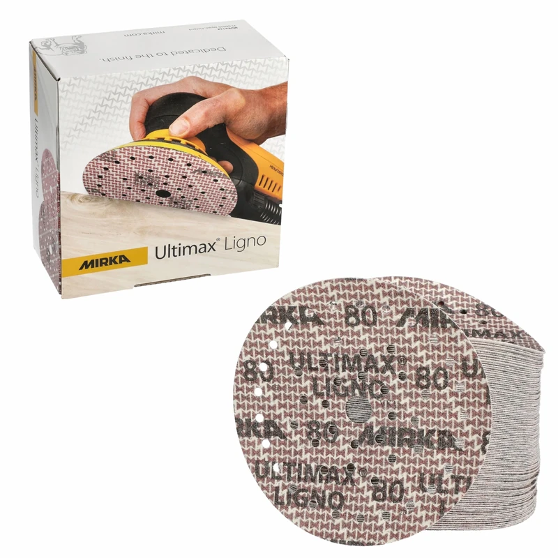 Mirka Ultimax Ligno Ø 150mm sanding discs Hook & Loop Multifit/grit 80/100 pieces/multi-perforation/for sanding wooden surfaces