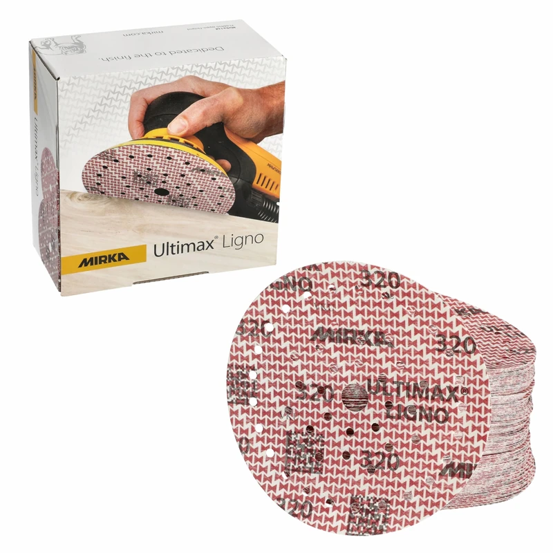 Mirka Ultimax Ligno Ø 150mm sanding discs Hook & Loop Multifit/grit 320/100 pieces/multi-perforation/for sanding wooden surfaces