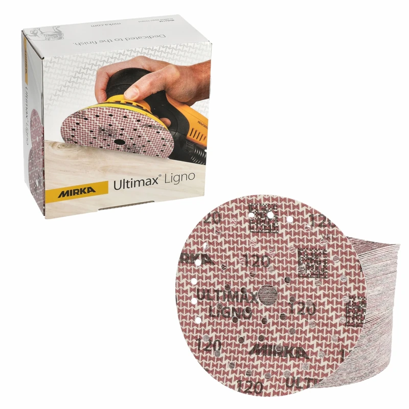 Mirka Ultimax Ligno Ø 150mm sanding discs Hook & Loop Multifit/grit 120/100 pieces/multi-perforation/for sanding wooden surfaces