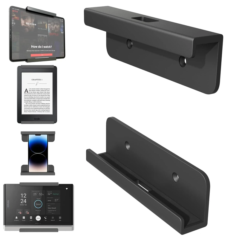 sciuU Universal Wall Mount for Tablet, Phone, eReader and Remote Control, Holder Stick on Wall, compatible with iPad, iPhone, Samsung, Surface, Huawei, Xiaomi, Lenovo. Adhesive or Screw Installation