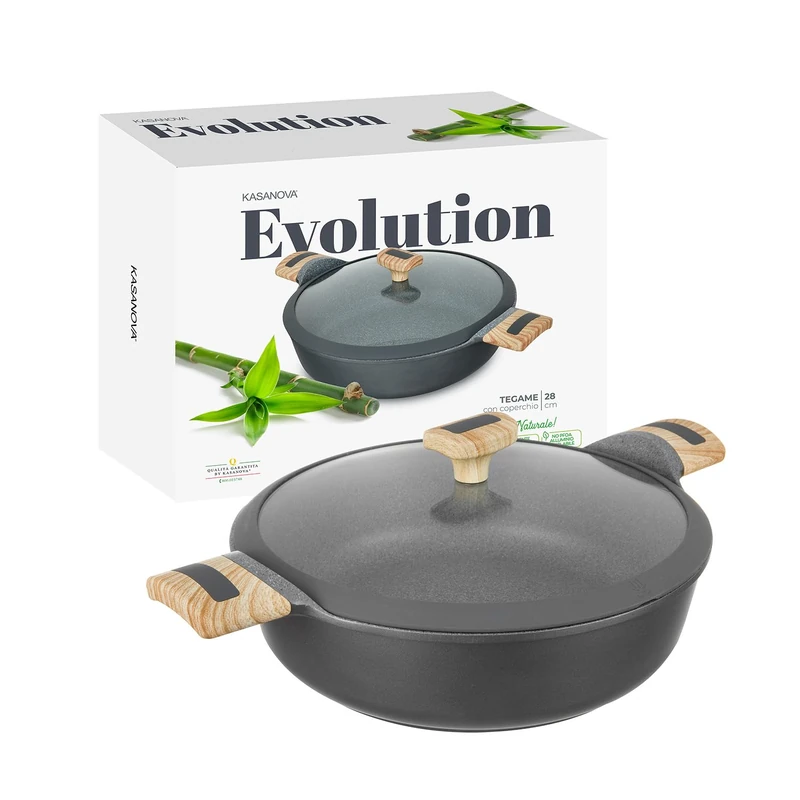 KASANOVA Evolution Non-Stick Saucepan, Induction Safe, High Quality Saucepan with Lid, Compatible with All Hobs (Saute Pan 28 cm)