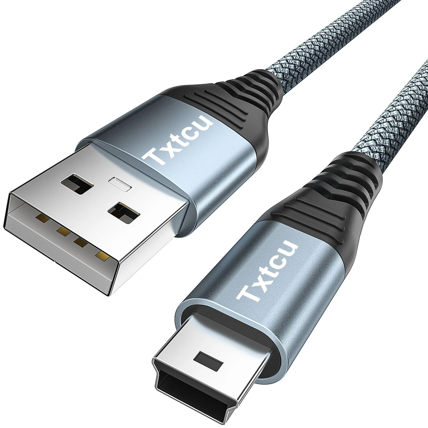 Txtcu Mini USB Cable 2M, USB 2.0 Type A to Mini B Cable Support Data Sync and Charging Lead Compatible with Hero 4/3, PS3 Controller, Dash Cam, SatNav, GPS Receiver, PDAs, Camera