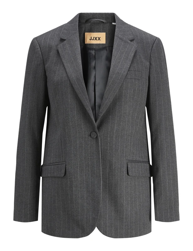 JJXX Women's Jxana Mary Brushed Reg Blazer TLR Sn, Dark Grey Melange/Stripes: Light Grey, 18
