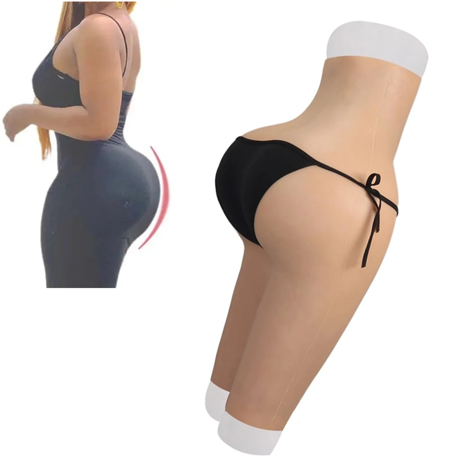 ZWSM Big Butt Silicone Enhancing Hip Pant Fake Vagina Crossdresser Hip Ehancer Underwear Buttock Lift Shemale Transgender Drag Queen,Girly white,One Size