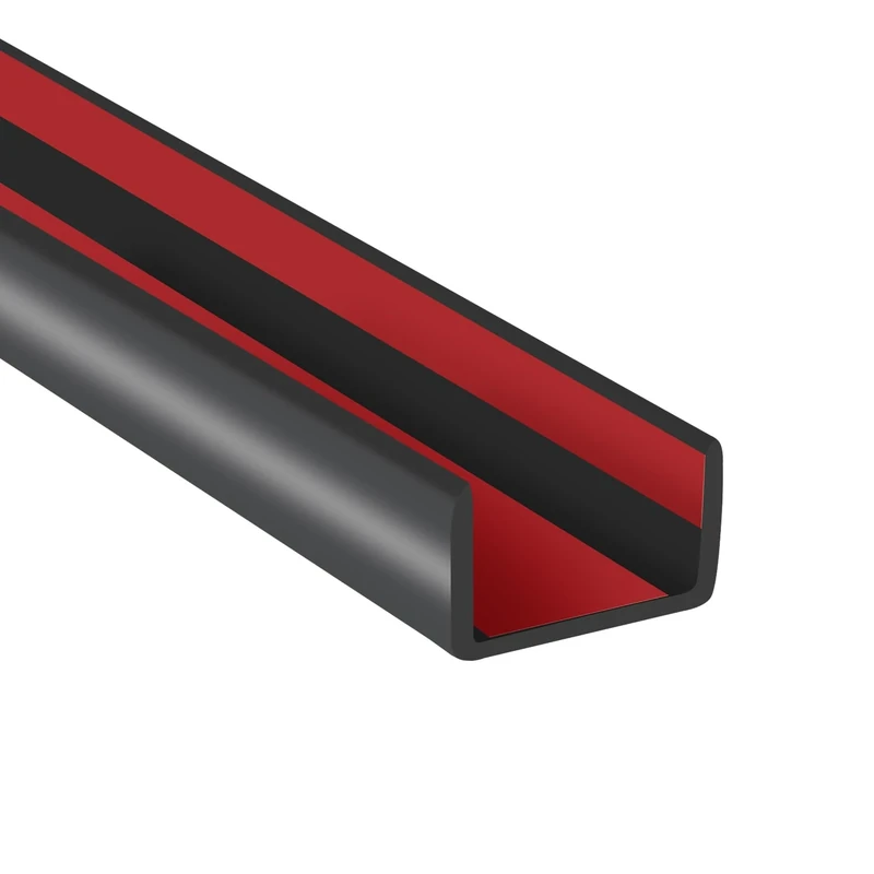 Rubber Edge Trim, 12mm(1/2") Self Adhesive Flexible U Channel Edge Protecter for Plywood, Tables, Desks, Cabinets, Counter Top, Wide U Shaped Edge Trim, Edge Banding, Black Color, 6m