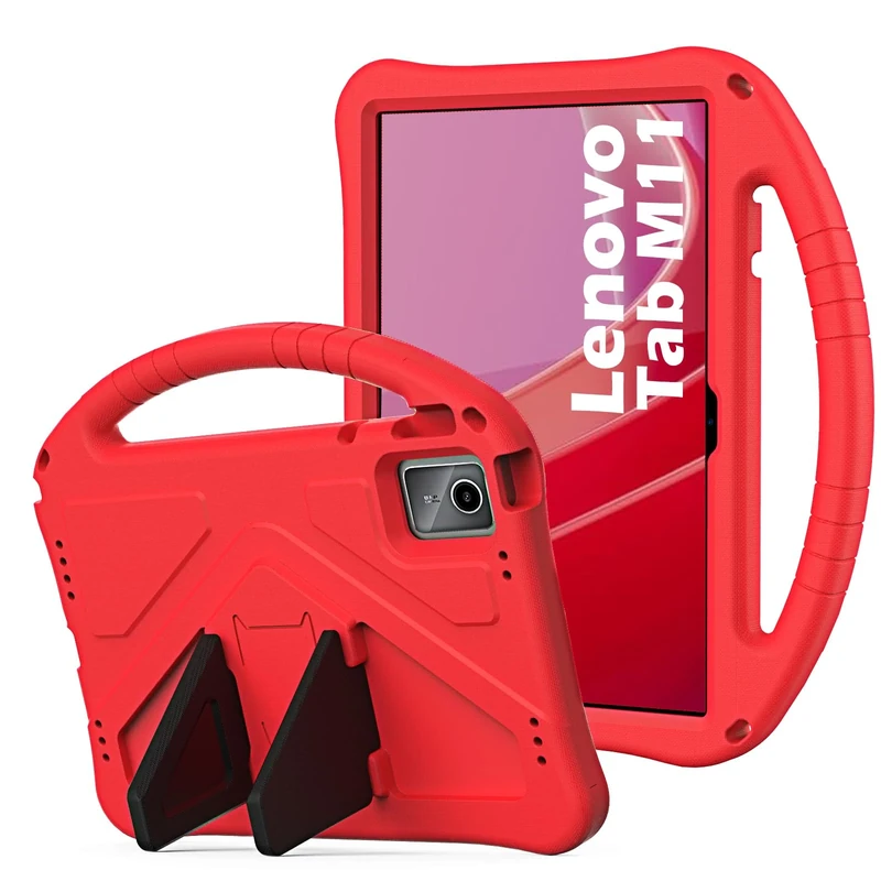 YRH for Lenovo Idea Tab 11 Case 2025 (TB336), for Lenovo Tab M11 Case 2024 (TB330FU), Kids EVA Shockproof Tablet Cover with Stand Handle, Red