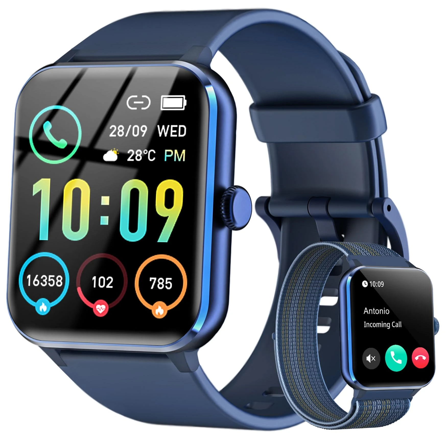 IOWODO Smart Watch for Women, Voice Assistant 1.85"HD Fitness Watch with Make/Answer Call, IP68 Waterproof Smartwatch with 100 Sport,SpO2 Heart Rate Sleep Monitor, Activity Trackers for iPhone Android