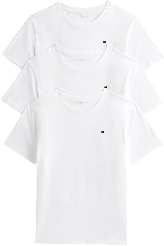 Tommy Hilfiger Men’s 3 Pack Short Sleeve Round Neck Stretch T-Shirts, White (White/White/White), M