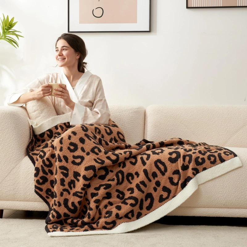 Snuggle Sac Ultra Soft Blanket - Twin Size Reversible Oversized Cheetah Bedding Blanket, Black Leopard Pattern Throw Blankets for Bed, Sofa, Couch, 60x80 inches
