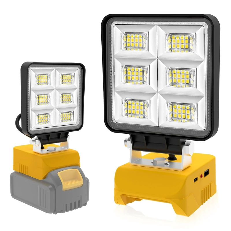 T-SUN Cordless LED Work Light for Dewalt 18V/20V Battery, 48W 5200LM Flood Light with Low Voltage Protection & USB-C Charging, Job Site Lighting for Emergency Workshop Garage (No Battery) - Image 1