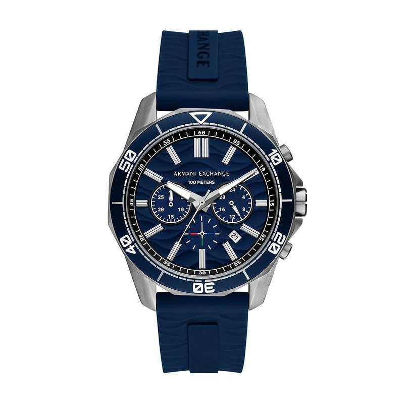 Armani Exchange Watch For Men, Chronograph Movement and 44mm Case Size with Stainless steel, Leather or Silicone strap