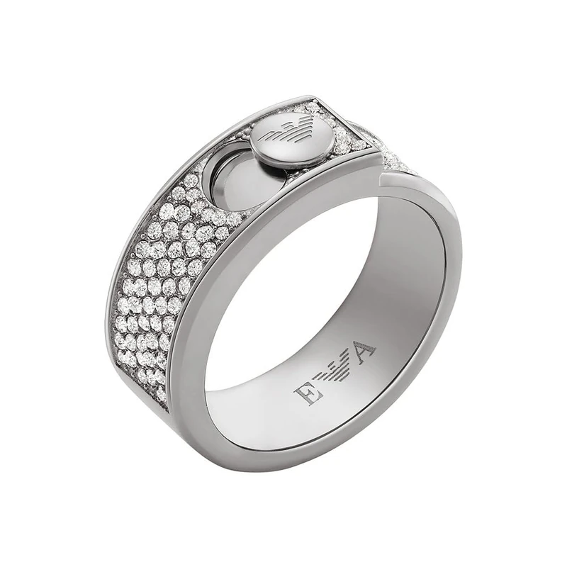 Emporio Armani Women's Stainless Steel with Crystals Setted Band Ring, EGS30910405.5