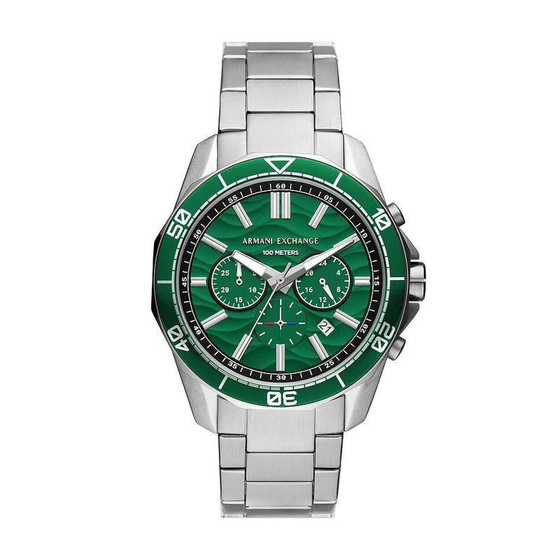 Armani Exchange Watch For Men, Chronograph Movement and 44mm Case Size with Stainless steel, Leather or Silicone strap
