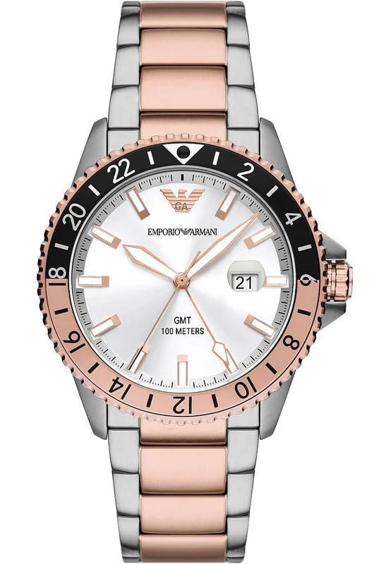 Emporio Armani Men's Watch GMT Dual Time, Stainless Steel, AR11591