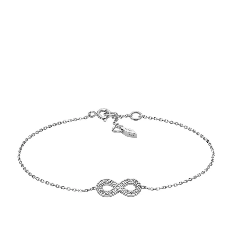 Fossil Women's Infinity Sterling Silver Chain Bracelet, JFS00633040