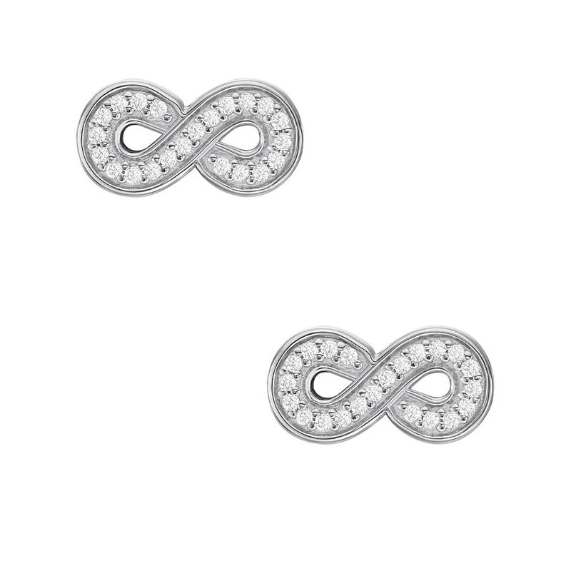 Fossil Women's Infinity Sterling Silver Stud Earrings, JFS00634040