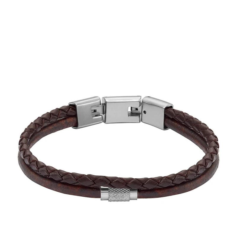 Fossil Men's Stainless steel or leather with fold over closure bracelet