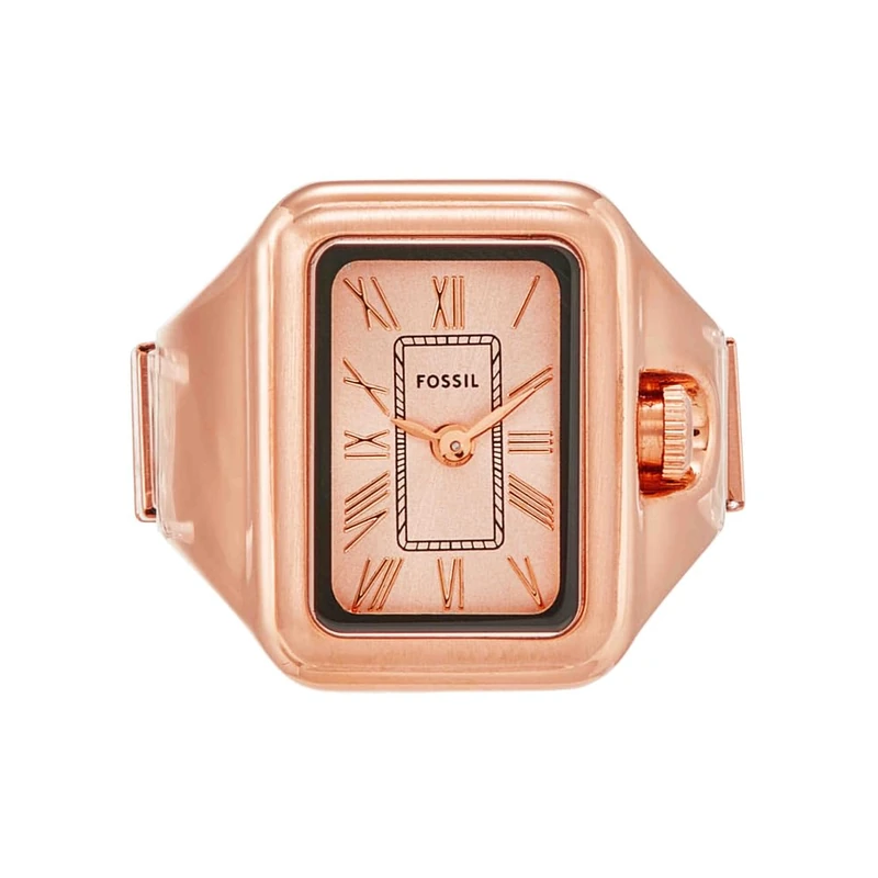 Fossil Raquel Watch Ring Women's 14 MM Rose Gold-Tone Stainless Steel Watch, ES5345