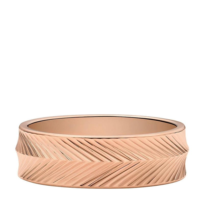 Fossil Women's Harlow Linear Texture Rose Gold-Tone Stainless Steel Band Ring, JF046637918