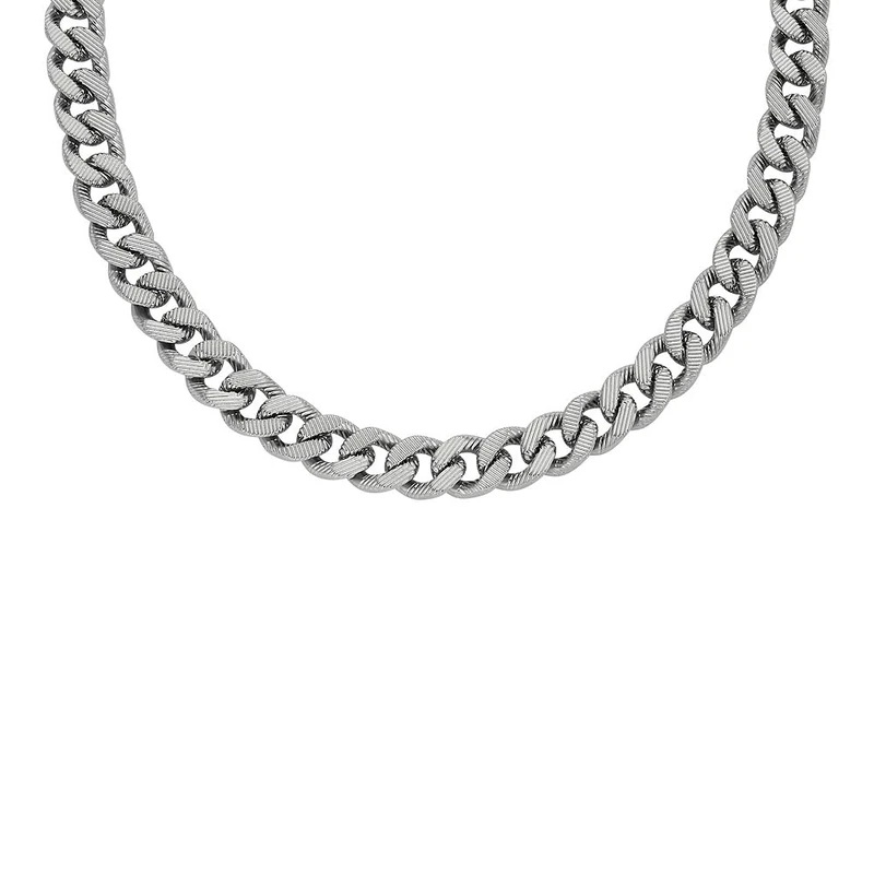 Fossil Men's Harlow Linear Texture Chain Stainless Steel Necklace, JF04696040