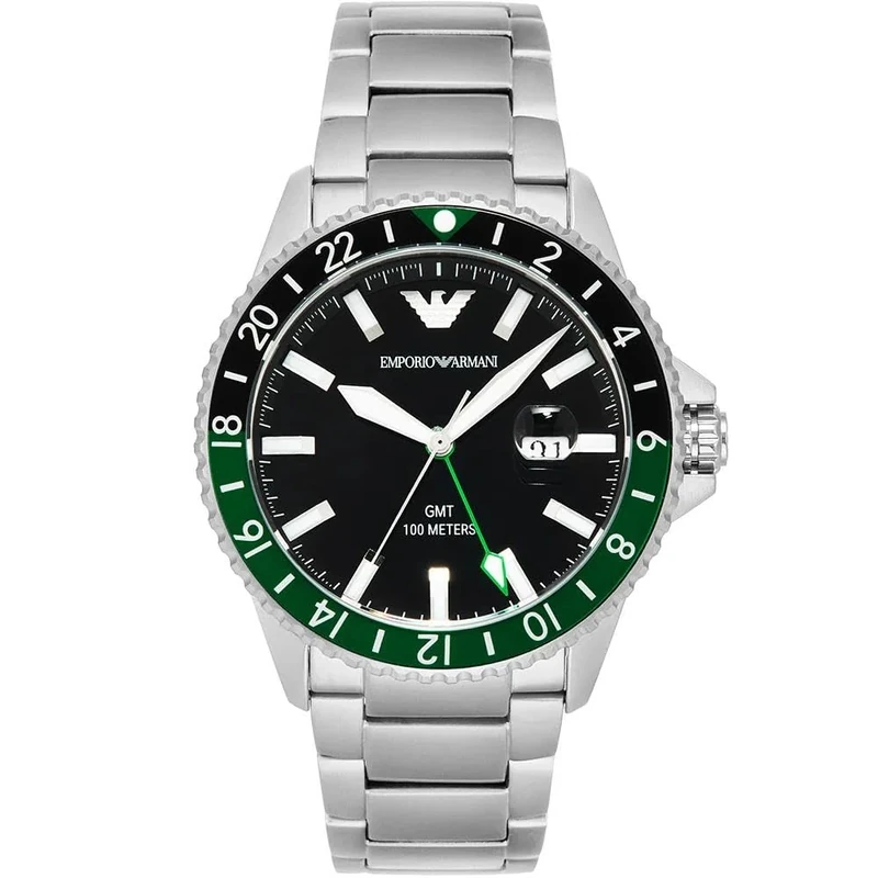 Emporio Armani Men's Watch GMT Dual Time, Stainless Steel, AR11589