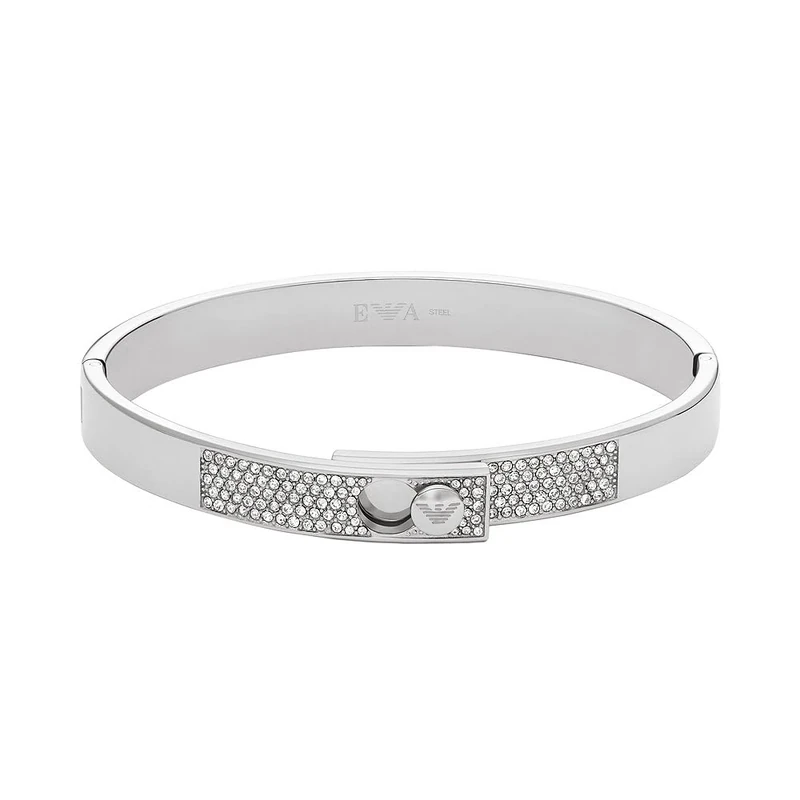 Emporio Armani Women's Stainless Steel with Crystals Setted Bangle Bracelet, EGS3088040