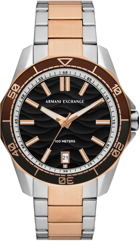 Armani Exchange Watch For Men, Quartz Movement and 44mm Case Size with Stainless steel, Leather or Silicone strap