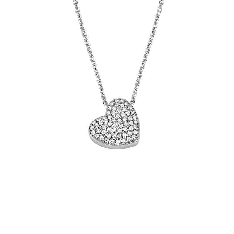 Fossil Women's Sadie Glitz Heart Stainless Steel Pendant Necklace, JF04674040