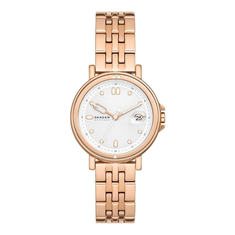 Skagen Women's Watch Signatur Lille Sport Three-Hand Date, Rose Gold Stainless Steel, SKW3136