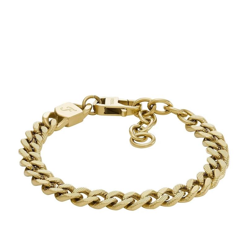 Fossil Men's Harlow Linear Texture Chain Gold-Tone Stainless Steel Bracelet, JF04698710